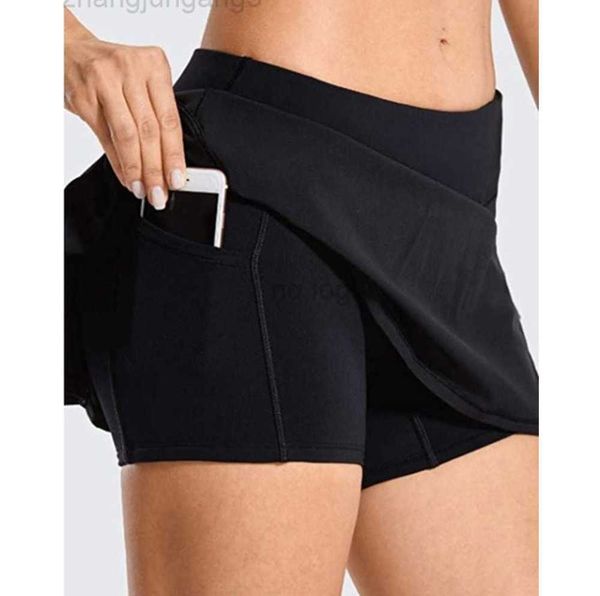 

designer yoga women's sports short skirt middle waist pleated shorts sports skirt back waist pocket zipper women