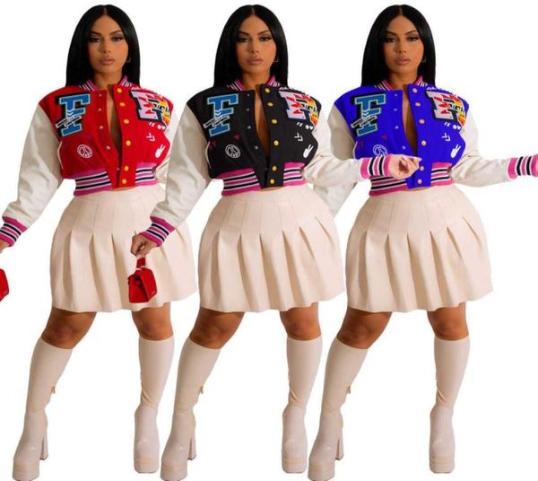 

women039s jackets 2022 autumn winter women baseball uniform jacket girls varsity coat designer letter print jackets9274385, Black;brown