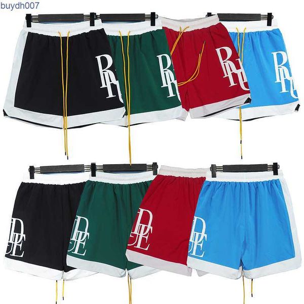 

rxne men's shorts 2023 summer new rhude colored border casual, White;black