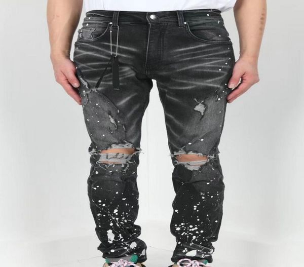 

20miri clothing designer pants slp mens designer t shirts panther print army green destroyed mens slim denim straight biker skinny1296040, Blue