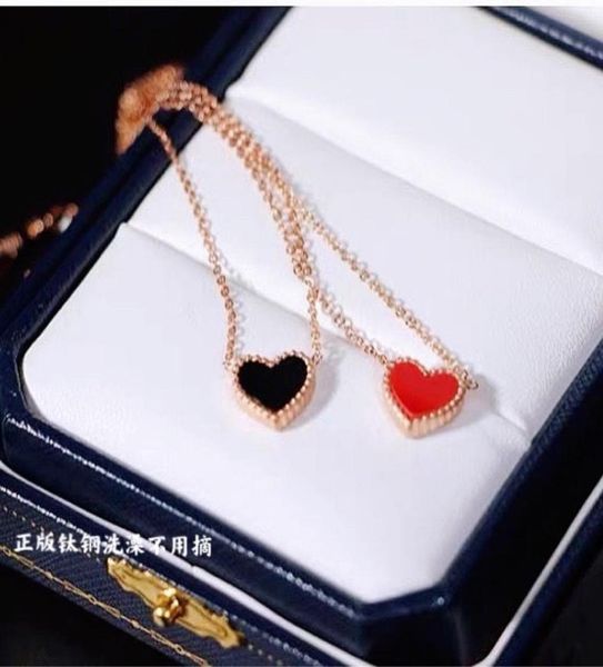 

do not fade temperament doublesided peach heart necklace female titanium steel light luxury color preservation clavicle chain bla2210129, Silver