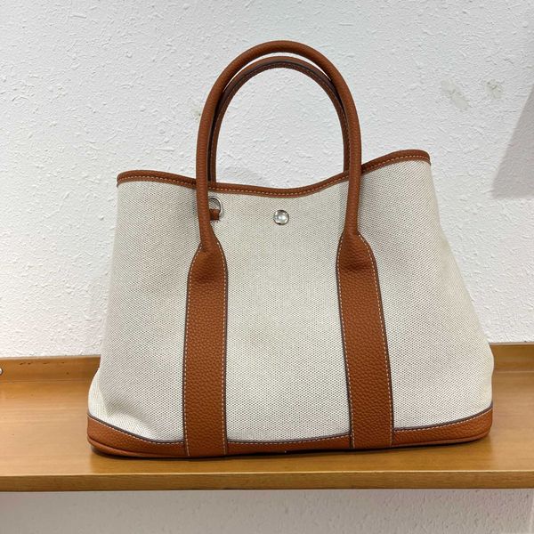 

classic tote bags garden party bag 36cm canvas panel contrast handheld crossbody middle ancient large capacity mother and child double shoul