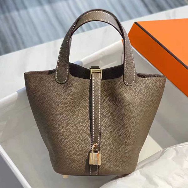 

r for man woman bucket bag tote closed-toe layer cowhide food basket all-match shoulder handbag genuine leather womens mother and child purs