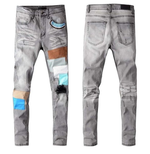 

mens jeans classic hip hop pants stylist jeans distressed ripped biker jean slim fit motorcycle denim jeans upw35495343, Blue