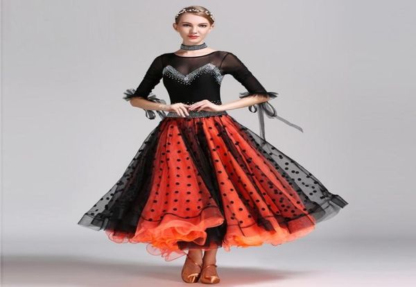 

black sequins ballroom dance competition dresses dance ballroom waltz dresses standard dance dress fringe foxtrot flamenco4591890, Black;red