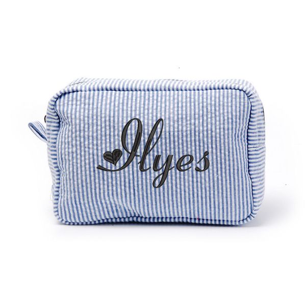 

cosmetic bags cases personalized name seersucker bag travel pouch large makeup organizer zipper purse toiletry for women girls 230812