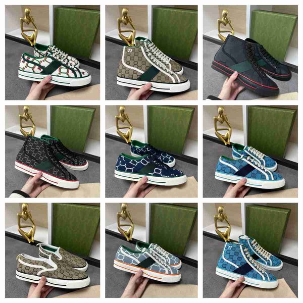 

tennis 1977 canvas casual shoes luxurys designers womens shoe italy green and red web stripe rubber sole stretch cotton low mens sneakers wi, Black