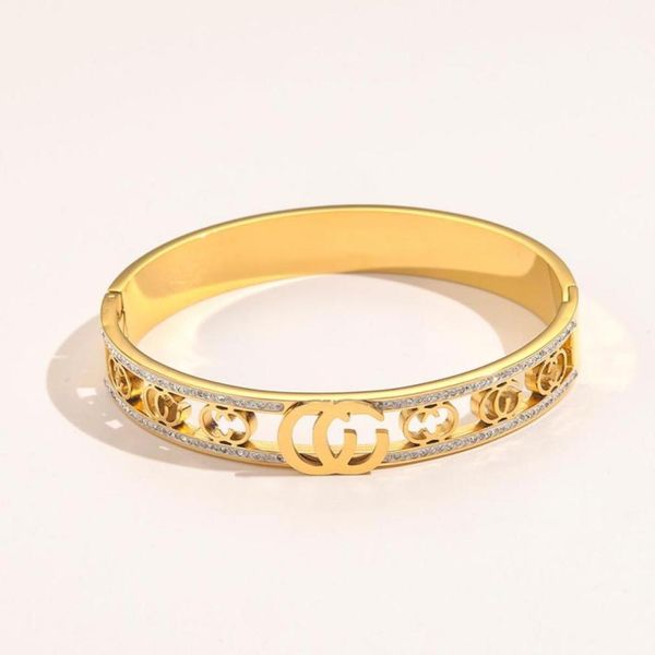 

whole classic bracelets women bangle luxury designer bracelet crystal 18k gold plated stainless steel wedding lovers gift jewe65256013545, Black