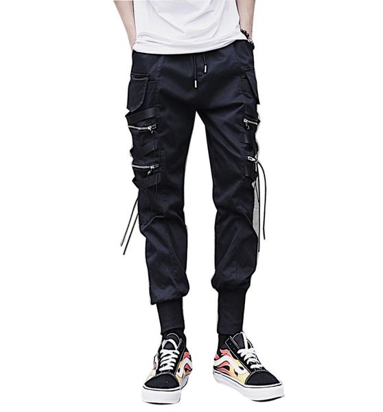 

men fashion casual harem pant high street hip hop male big pocket slim fit cargo trousers biker pant jogger sweatpants6227750, Black