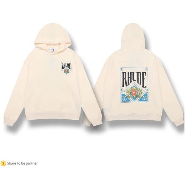 

rhude hoodie designer mens hoodie letter print loose long sleeve hoodies fashion sports hoodie for men women luxury brand sweatshirt, Black