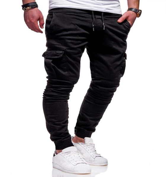 

mens jogger casual pants outdoor elastic sweatpants pencil drawstring cotton trousers7830241, Black