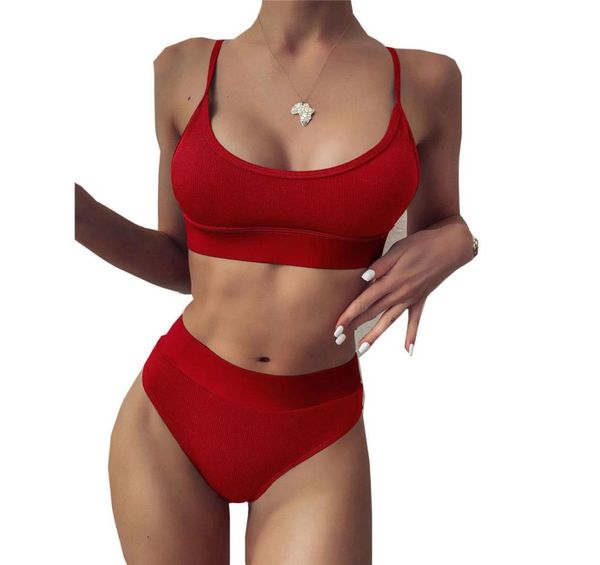 

classic womens swimwear bikini solid high waist ladies lingerie set outdoor beach swimsuit suit7457718, White;black