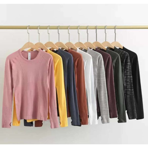 

luluwomen yoga clothing women's tight-fitting quick-drying breathable sports fiess running long-sleeved t-shirt pilates clothes320