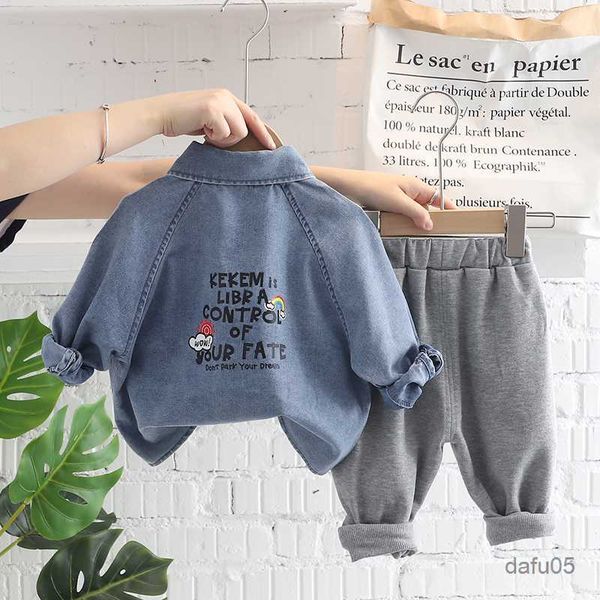 

clothing sets children fashion clothes suit spring kids boys girl denim long t shirt pants 2pcs/sets baby toddler clothing infant sportswear, White