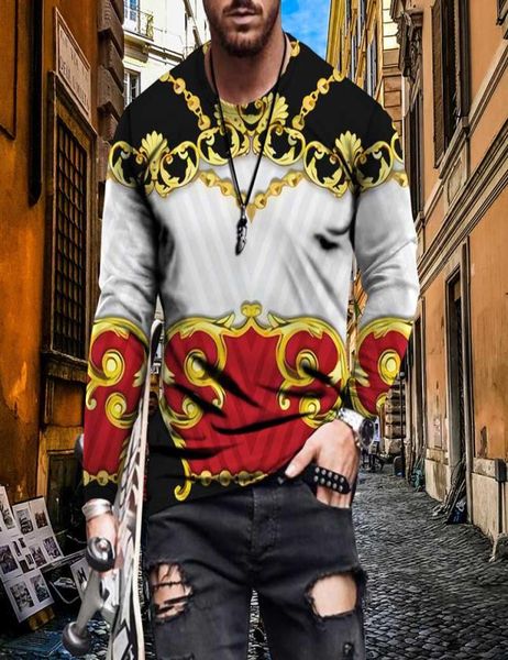 

22 styles flowers pattern sweatshirt mens fashion gold chain printing long sleeves casual boy hiphop streetwear sweatshirts w1278120, Black