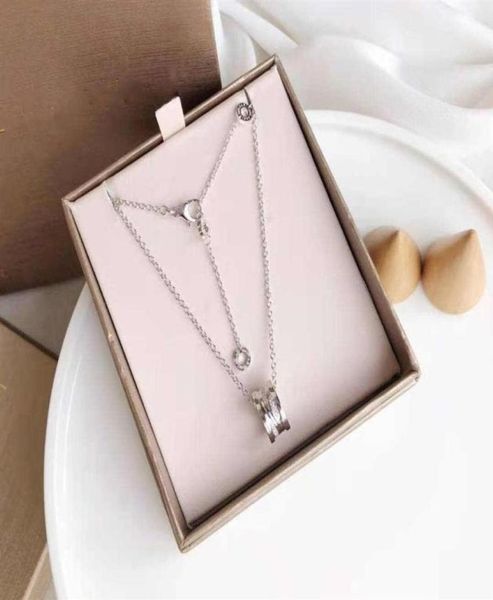 

stainless steel necklace pendant ladies luxury new creative spring hollow pendant with full of icy diamonds on both sides classic 5645356, Silver
