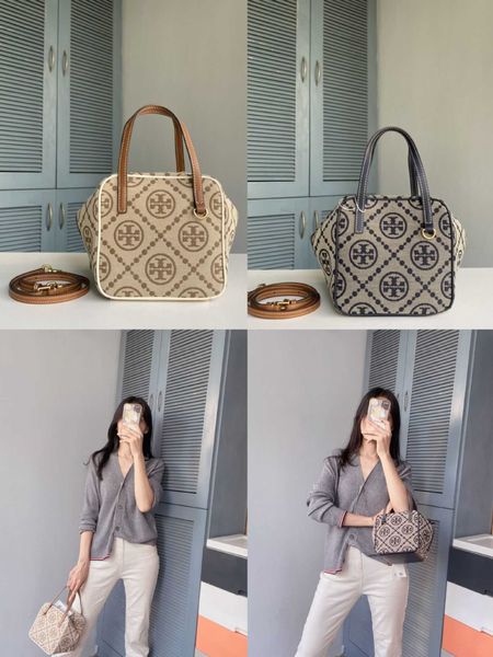 

designer bag 2024 early launch straight new tb old flower dice single shoulder crossbody women's zipper small square splice handbag