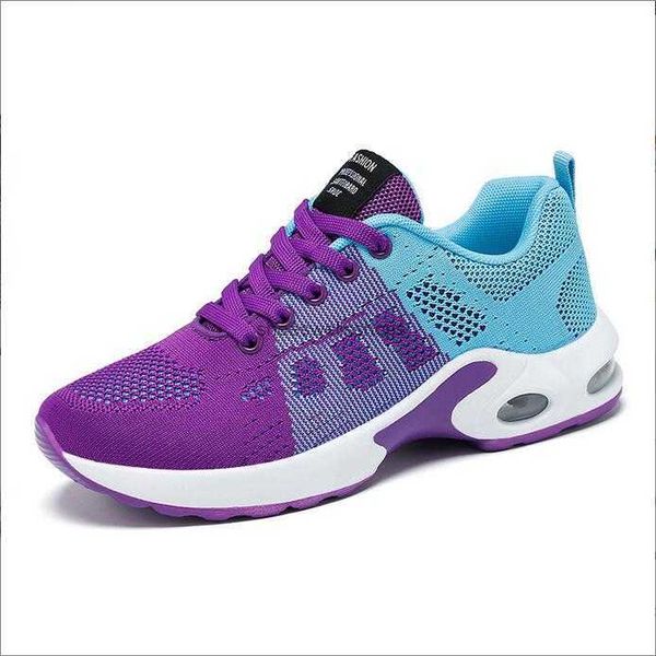 

purple shoes women's 2022 foreign trade new casual shoe breathable lightweight mother shoes lace-up air cushion cross-border sports sne, Black