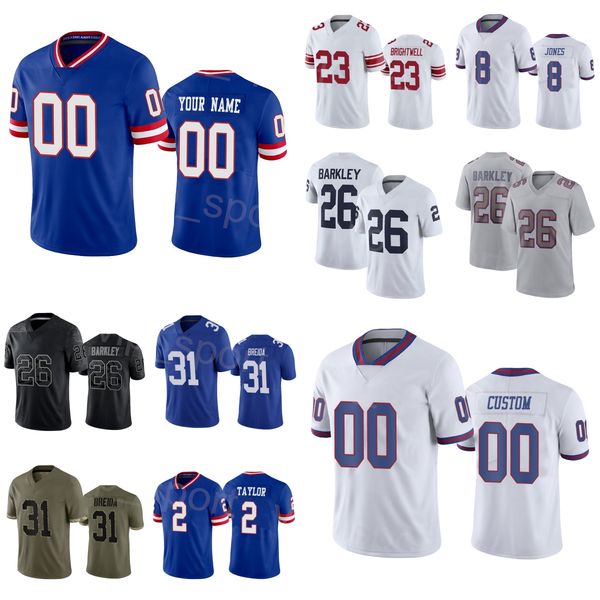 

custom football 23 gary brightwell jersey 2 tyrod taylor 36 deonte banks 8 daniel jones 26 saquon barkley 31 matt breida turn back the clock, Black;red