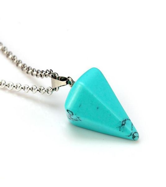 

natural druzy drusy crystal stone pendant necklace point chakra healing hexagonal prism gift leather chain necklace8159932, Black