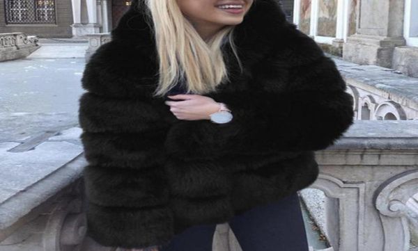 

women s fur faux vintage fluffy faux fur coat women short ry fake winter outerwear autumn casual party over jacket outerwear 221013631765, Black