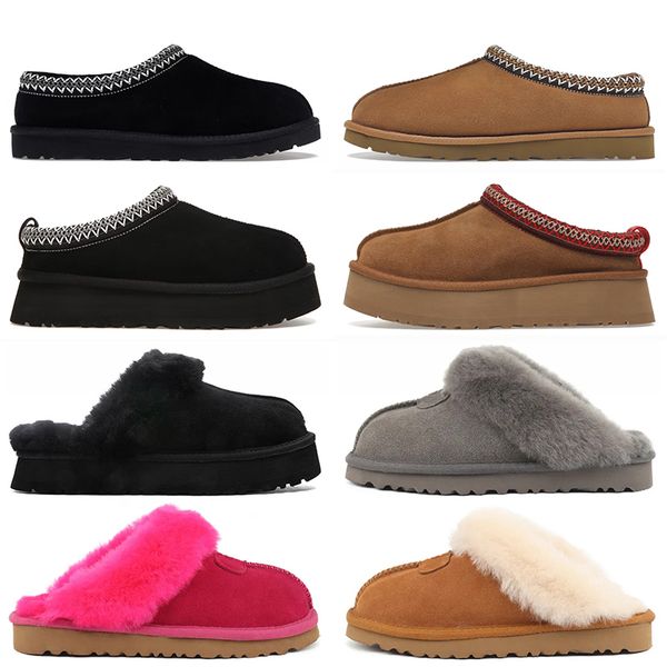 

2023 designer uggitys tazz tasman slippers women booties leather braid comfy australia suede sheepskin short mini bow khaki black white pink