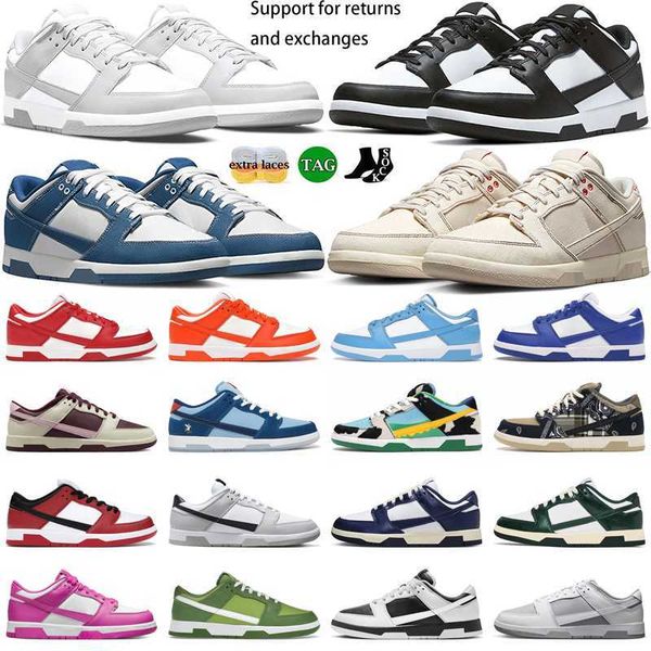 

men women running shoes dunks trainers casual shoes white black panda industrial blue grey fog unc triple pink active light orewood brown ga