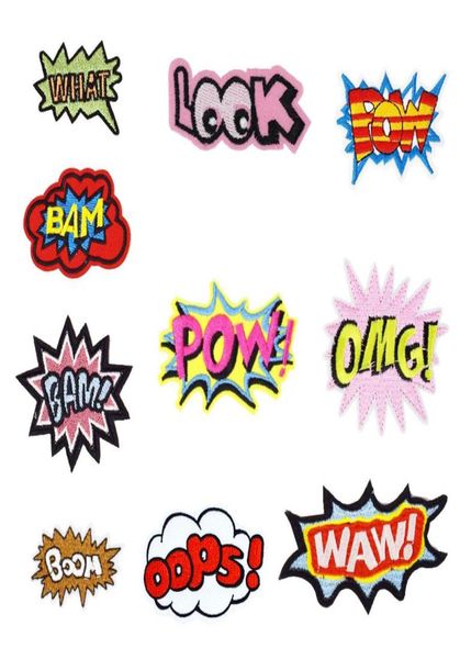 

10pcsset slang badges embroidered patches for clothing iron on transfer applique patch f or bags jeans diy sew on embroidery stic34124770, Black