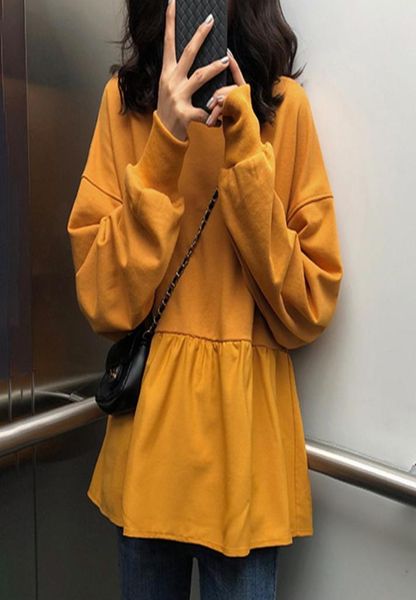 

4 colors ruffles hoodies sweatshirt korean loose hoodies women oversize pullover long sleeve autumn sweatshirt harajuku full4160658, Black