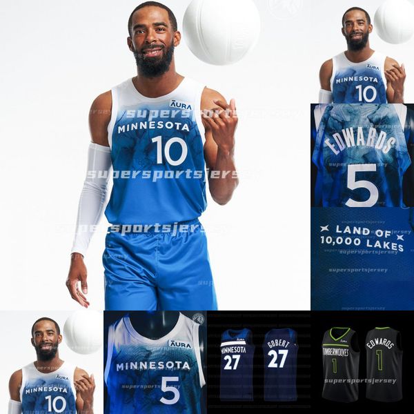

minnesotas mn 2024 season city timberwolves basketball jerseys rudy gobert anthony edwards kyle anderson taurean prince double stitched cust, Black;red