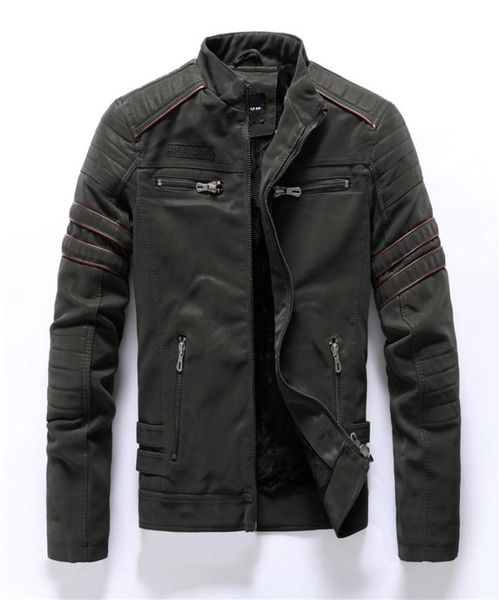 

autumn winter men039s leather jacket casual fashion stand collar motorcycle jacket men slim pu leather coats88092131661, Black
