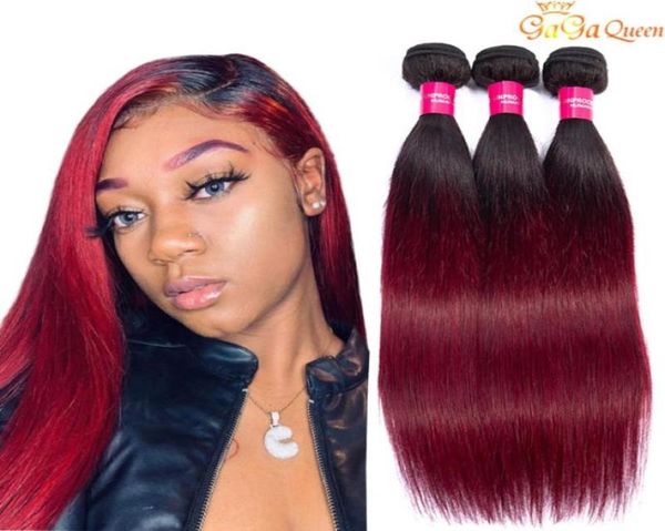 

precolored ombre human hair bundles 1b 99j dark root and burgundy straight ombre peruvian hair weave60480909271707, Black