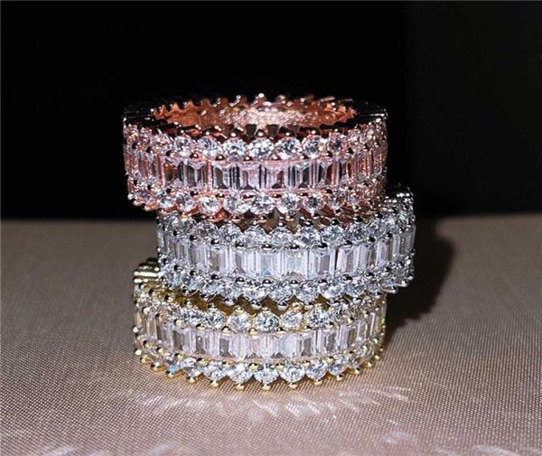 

choucong brand wedding rings luxury jewelry 925 sterling silver princess cut white z cz diamond gemstones three color party wo5779890, Slivery;golden