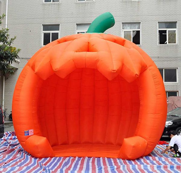 

outdoor advertising custom inflatable pumpkin shape orange stage tent for halloween decoration