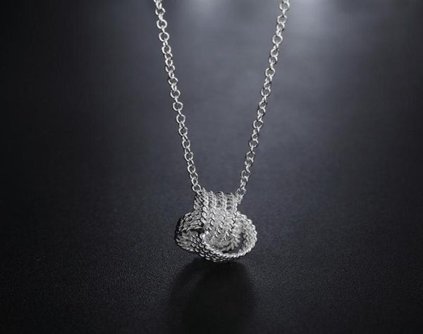 

sterling silver fashion jewelry 18 inches charm weave ball pendant necklace for women wedding birthday gifts chains5761025