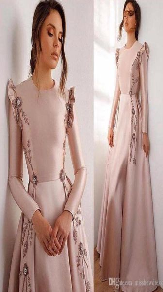 

modest long sleeves satin evening dresses ruffles lace applique beaded a line prom dresses plus size gowns3253785, Black;red