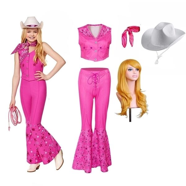

clothing sets toddler doll character costume barbi role play vest and trousers clothing set pink girls sweet margot robbie movie dress up 23, White