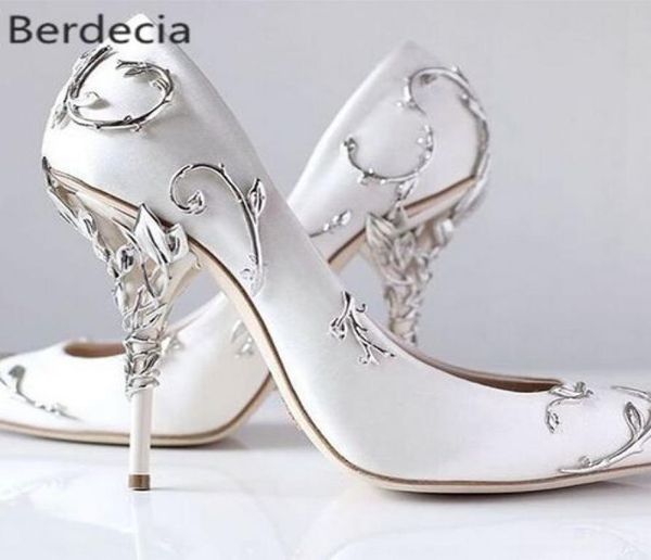 

ornamental filigree leaves spiralling naturally up heel white women wedding shoes chic satin stiletto heels eden pumps bridal8987758, Black