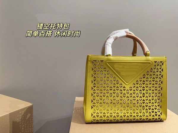 

triangular logo counter handbag hollow tote bag must-have when shopping, simple and versatile, hourglass bag, vegetable basket, fashionable