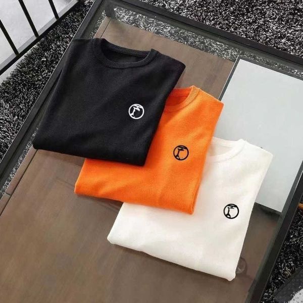 

winter mens sweater round neck pullover letter embroidery knitted shirt designer warm sweater business casual bottoming, White;black