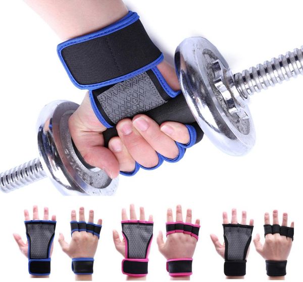 

weightlifting wrist support gym fitness hand straps half finger palm wrist protector dumbbells horizontal bar sports gloves l3657453677, Black;red
