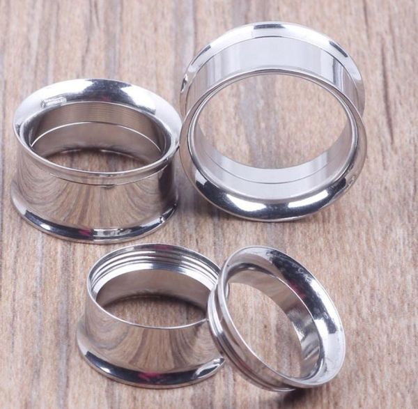 

mix 520mm 36pcs stainless steel body jewelry double flare internally thread flesh tunnel silver ear plugs6527324