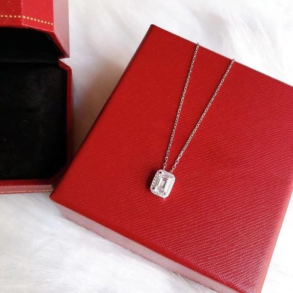 

pendant neckalce design luxury brand square drill necklaces for women stainless steel jewelry accessories zircon women jewelrys party holida, Silver