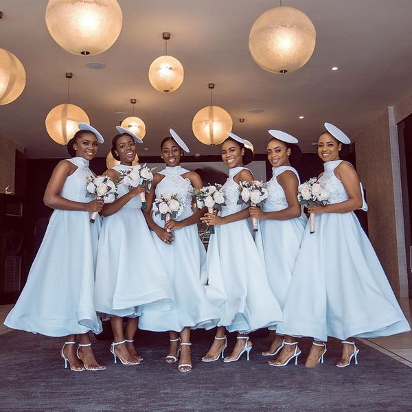 

white bridesmaid dresses big bow arabic summer country garden halter wedding party guest maid of honor gowns plus size, White;pink