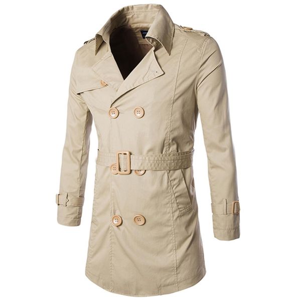 

whole casaco masculino spring trench coat men double breasted long trench coat fashion slim windbreaker jackets mens casual c1748856, Tan;black