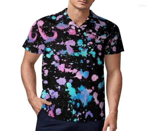 

men039s polos colourfupaint splatter casuatshirts splash art shirts man cooshirt day shortsleeve big sizemen039s82697502139948, White;black