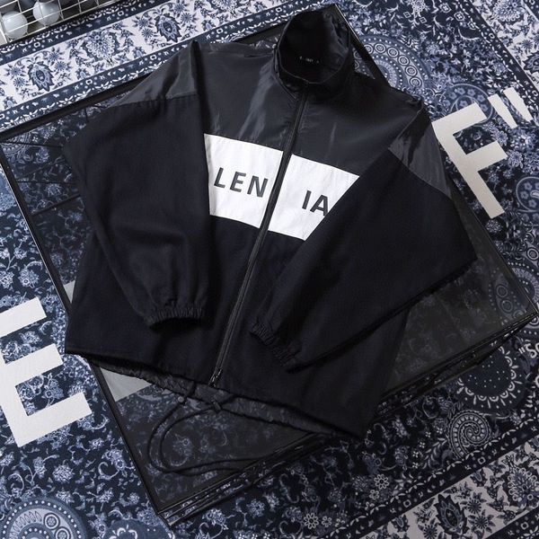 

luxury bl spring and summer letter printing splicing windproof and sunscreen jacket loose jacket coat, Black;brown