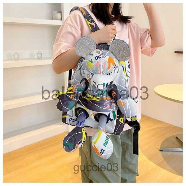 

designer cute mouse bag lapstudent backpack tote shoulder micke bag handbag mens woman fashion luxurious gray waterproof oxford fabric trave