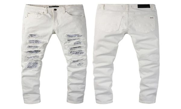 

s 2022 new mens jeans fashion skinny straight slim ripped jean elastic casual motorcycle biker stretch denim trouser classic pants jeans i64, Blue