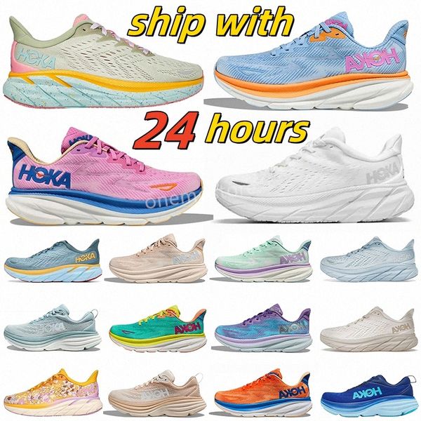 

hoka one clifton 9 bondi 8 athletic shoes sports hokas harbor mist black white carbo x2 people designer athletic mens women runners trainers, White;red